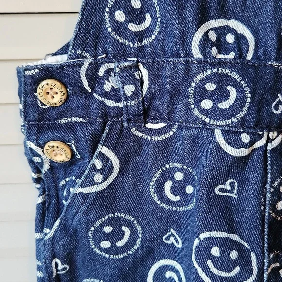 Delia's Baby Smiley Face Denim Overalls - Picture 5 of 12